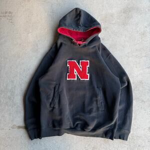 90s NEBRASKA BLACK VASITY HOODIE M